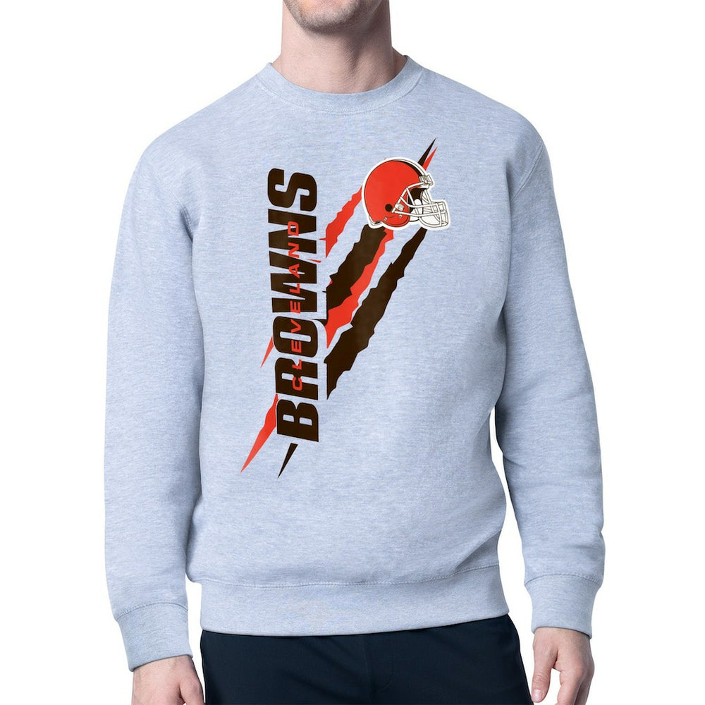 Cleveland Browns Starter Color Scratch Team Graphic Fleece Pullover Sweatshirt - Heather Gray online