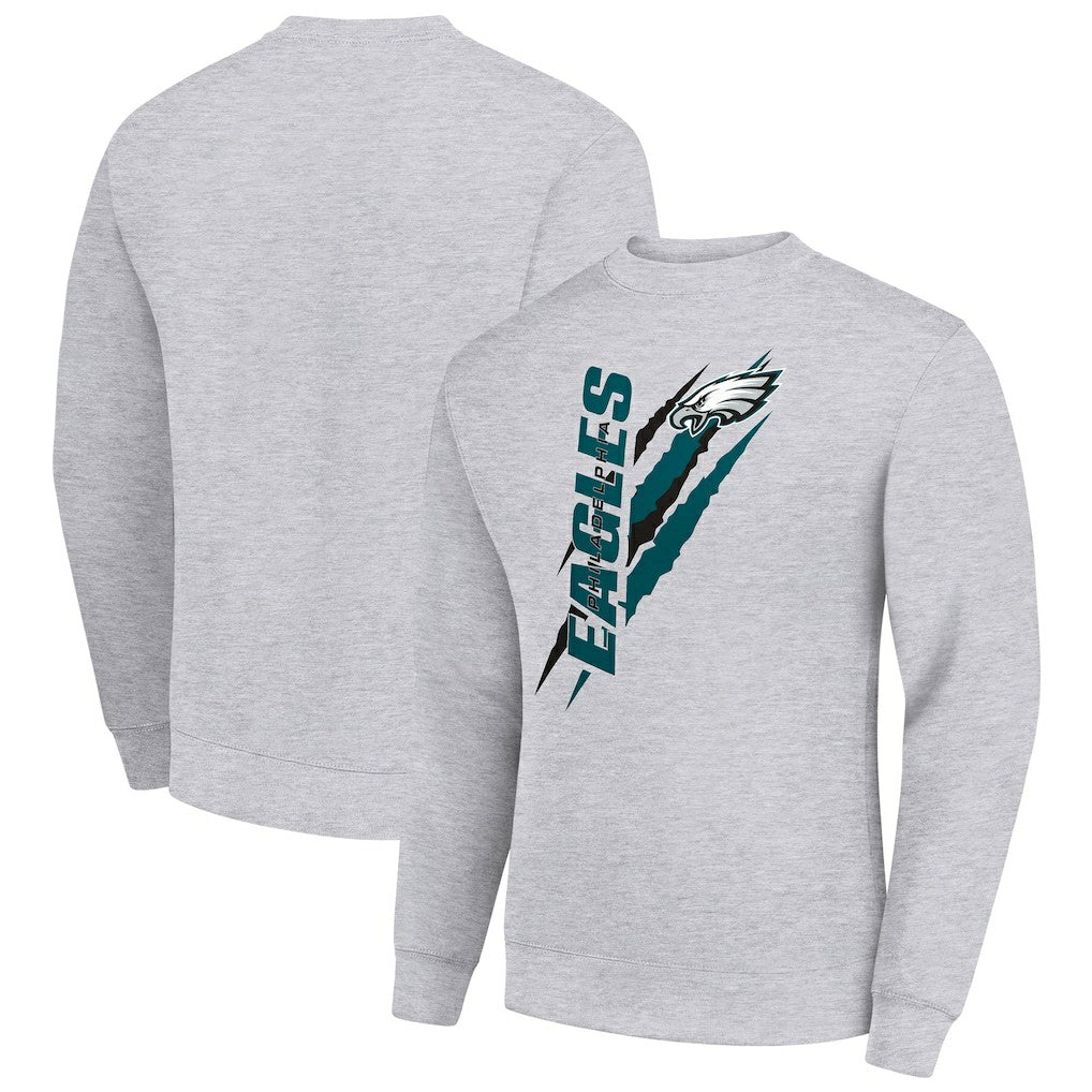 Philadelphia Eagles Starter Color Scratch Team Graphic Fleece Pullover Sweatshirt - Heather Gray discount