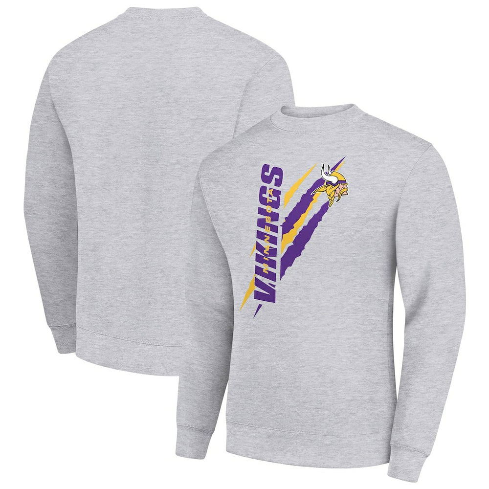 Minnesota Vikings Starter Color Scratch Team Graphic Fleece Pullover Sweatshirt - Heather Gray sale