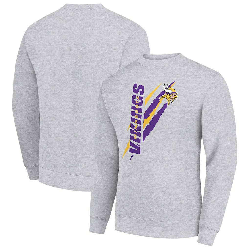 Minnesota Vikings Starter Color Scratch Team Graphic Fleece Pullover Sweatshirt - Heather Gray sale