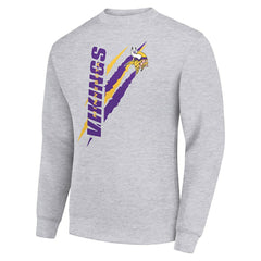 Minnesota Vikings Starter Color Scratch Team Graphic Fleece Pullover Sweatshirt - Heather Gray sale