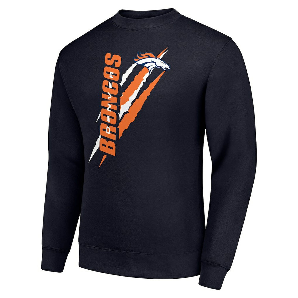 Denver Broncos Starter Color Scratch Team Graphic Fleece Pullover Sweatshirt - Navy sale