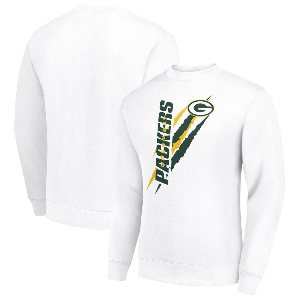 Green Bay Packers Starter Color Scratch Team Graphic Fleece Pullover Sweatshirt - White cheap