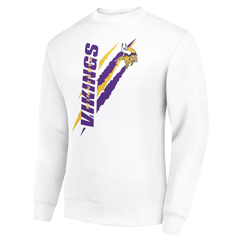 Minnesota Vikings Starter Color Scratch Team Graphic Fleece Pullover Sweatshirt - White on sale