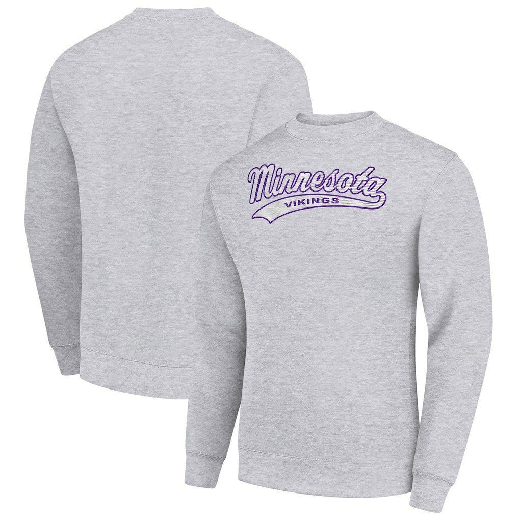 Minnesota Vikings Starter Tailsweep Team Graphic Tri-Blend Fleece Pullover Sweatshirt - Heather Gray on sale