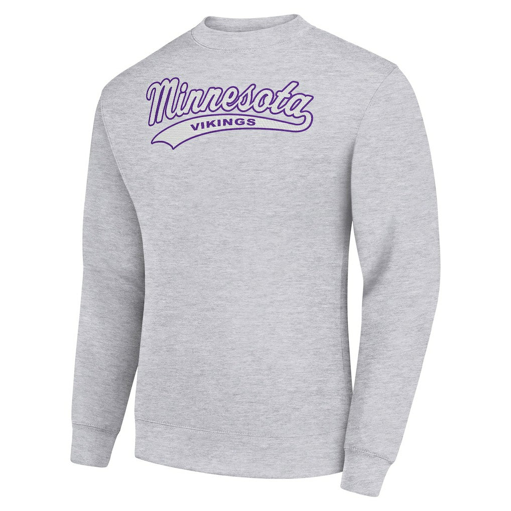 Minnesota Vikings Starter Tailsweep Team Graphic Tri-Blend Fleece Pullover Sweatshirt - Heather Gray on sale