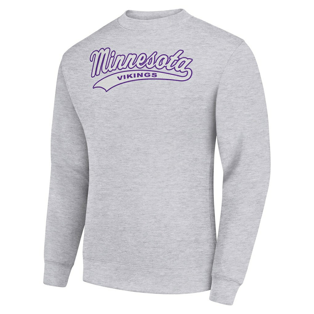 Minnesota Vikings Starter Tailsweep Team Graphic Tri-Blend Fleece Pullover Sweatshirt - Heather Gray on sale