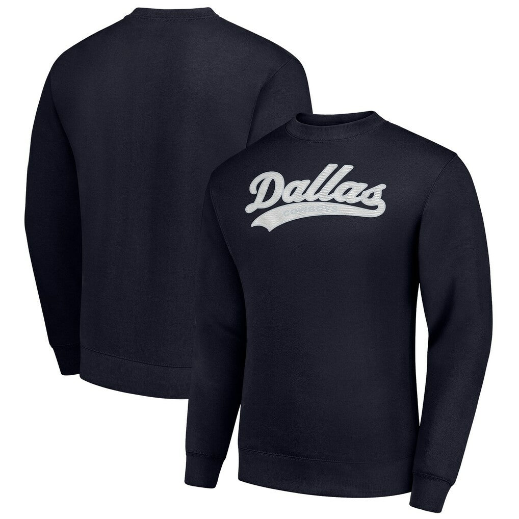 Dallas Cowboys Starter Tailsweep Team Graphic Tri-Blend Fleece Pullover Sweatshirt - Navy sale