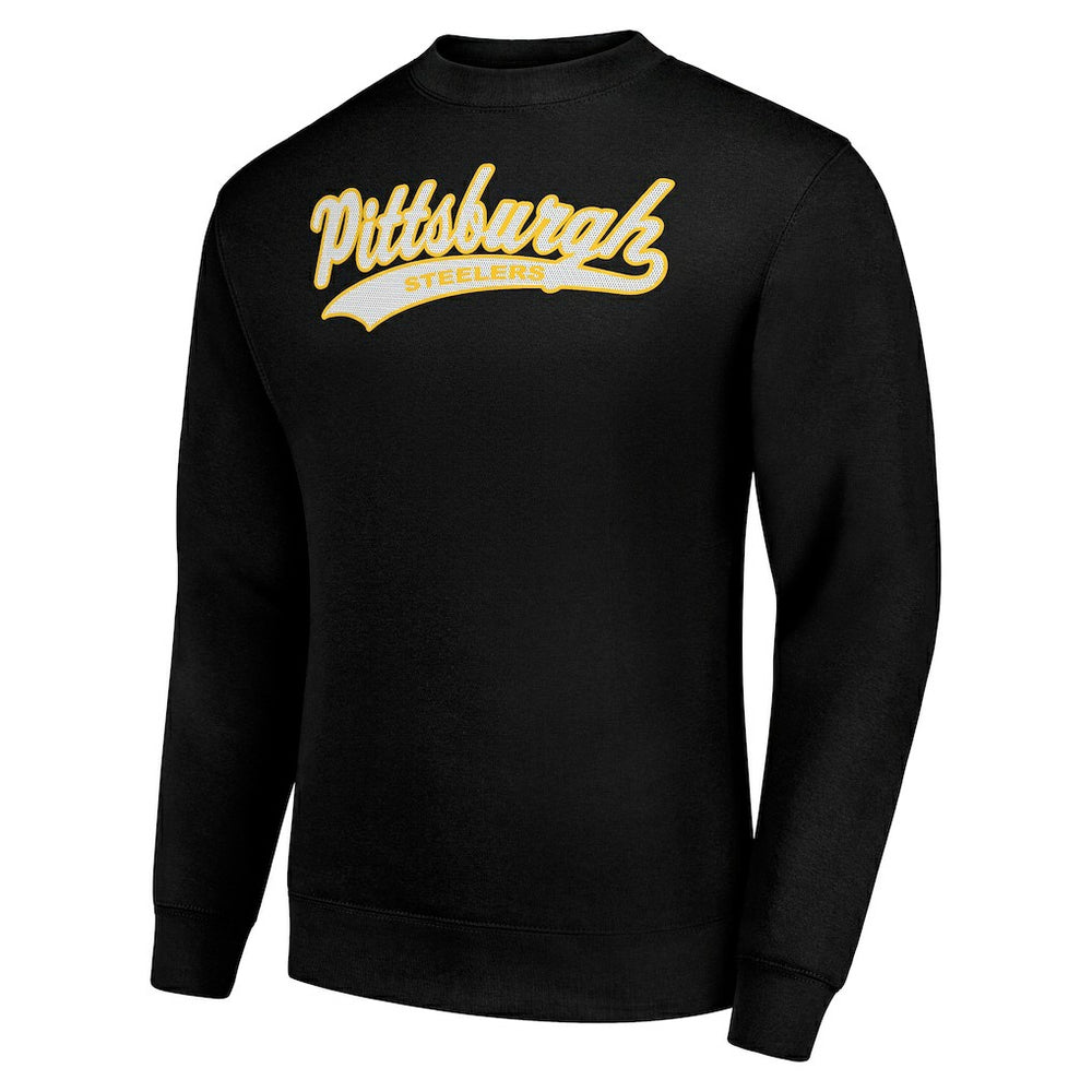 Pittsburgh Steelers Starter Tailsweep Team Graphic Tri-Blend Fleece Pullover Sweatshirt - Black on sale
