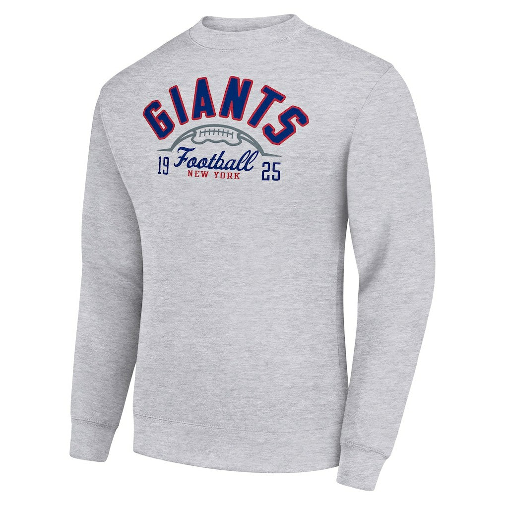 New York Giants Starter Half Ball Team Graphic Tri-Blend Fleece Pullover Sweatshirt - Heather Gray for sale