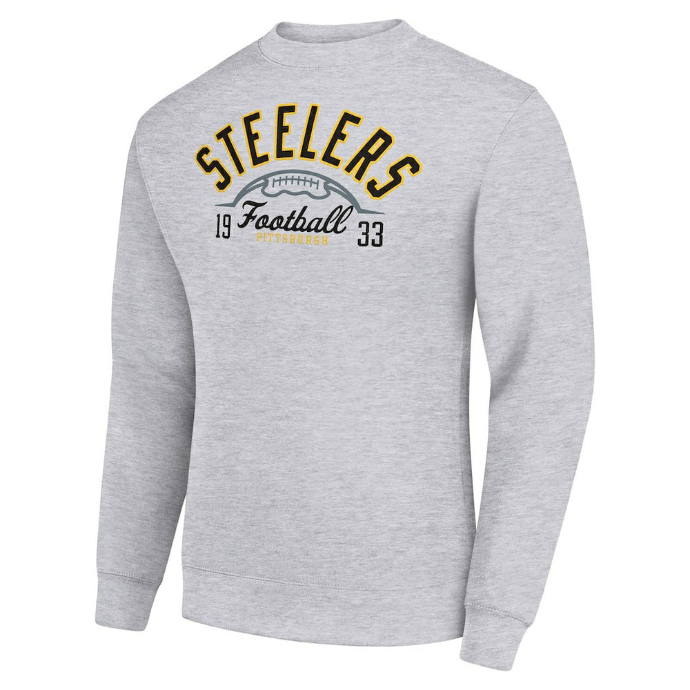 Pittsburgh Steelers Starter Half Ball Team Graphic Tri-Blend Fleece Pullover Sweatshirt - Heather Gray on sale