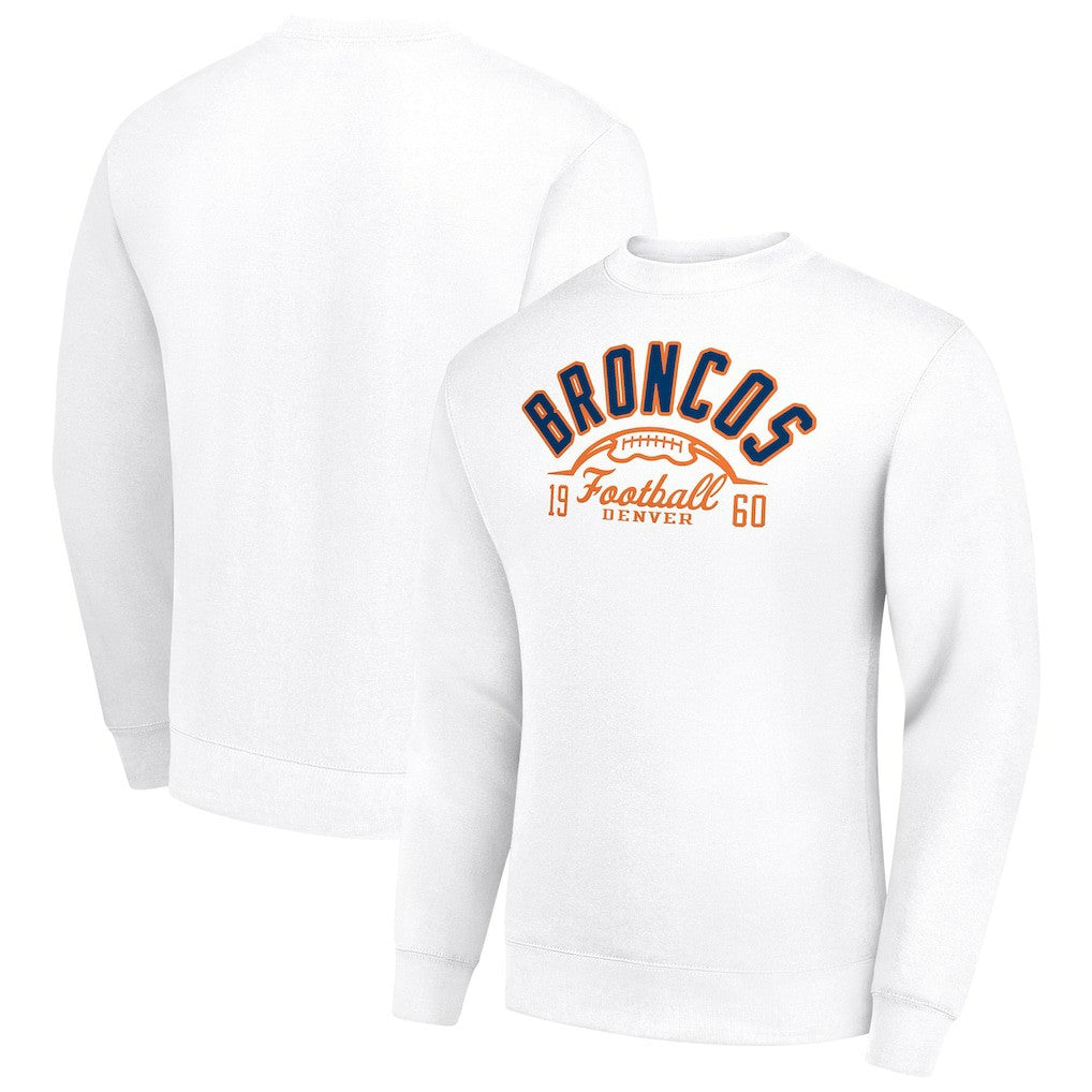 Denver Broncos Starter Half Ball Team Graphic Tri-Blend Fleece Pullover Sweatshirt - White online