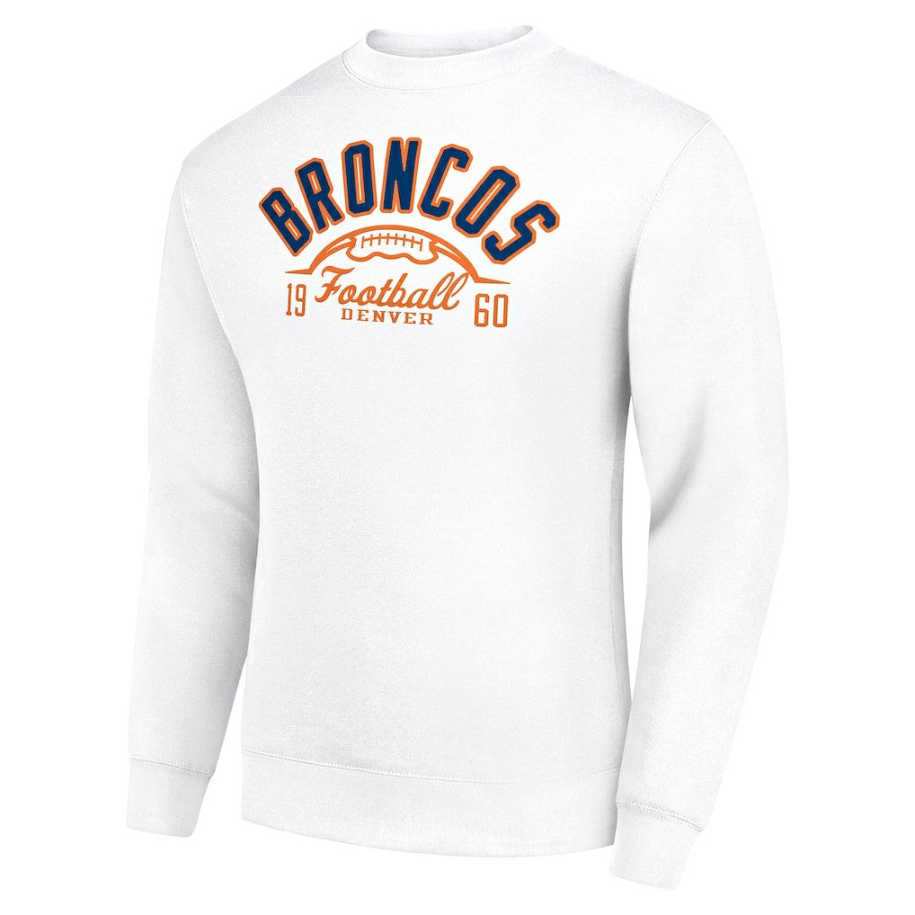 Denver Broncos Starter Half Ball Team Graphic Tri-Blend Fleece Pullover Sweatshirt - White online