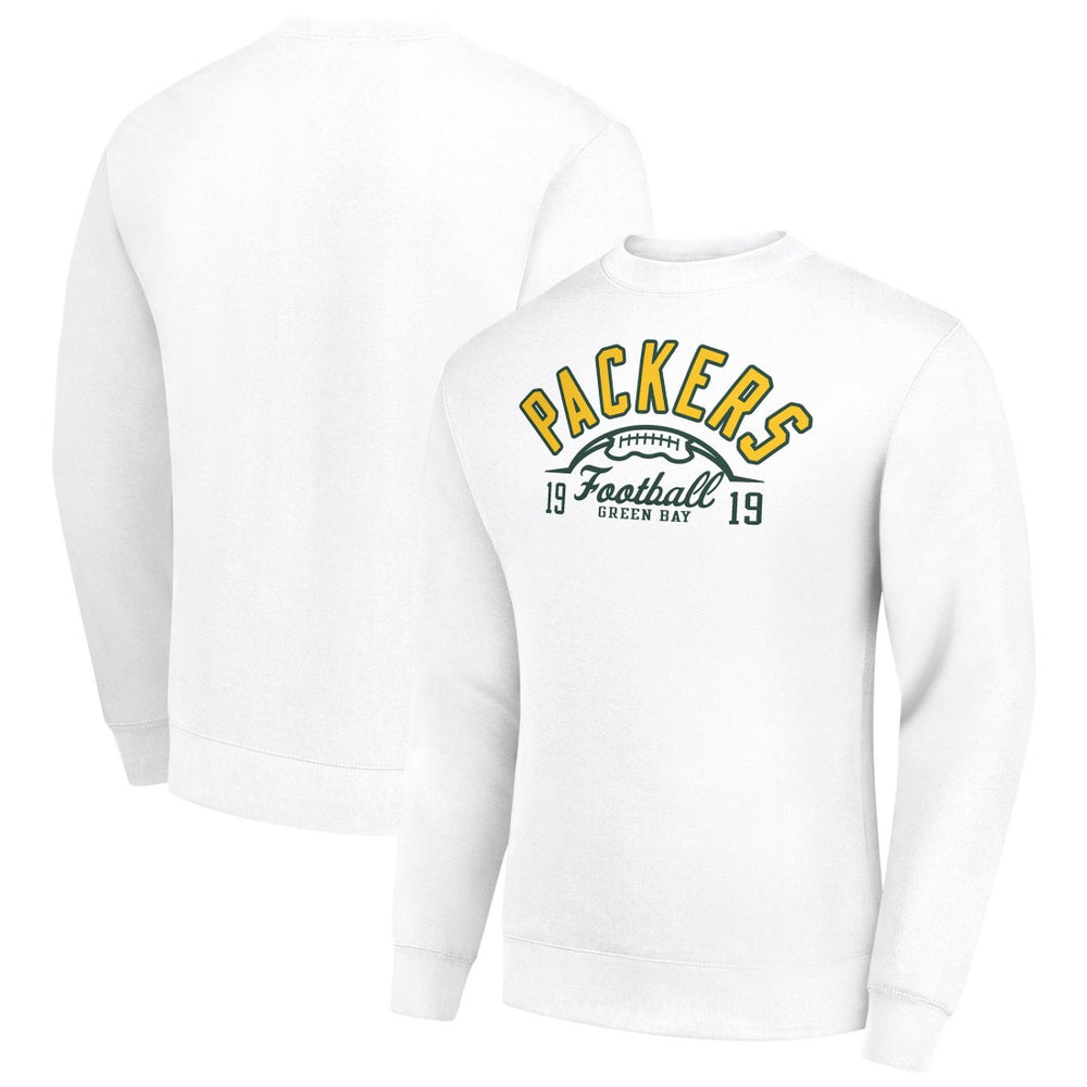 Green Bay Packers Starter Half Ball Team Graphic Tri-Blend Fleece Pullover Sweatshirt - White on sale