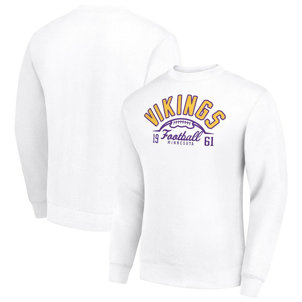 Minnesota Vikings Starter Half Ball Team Graphic Tri-Blend Fleece Pullover Sweatshirt - White outlet