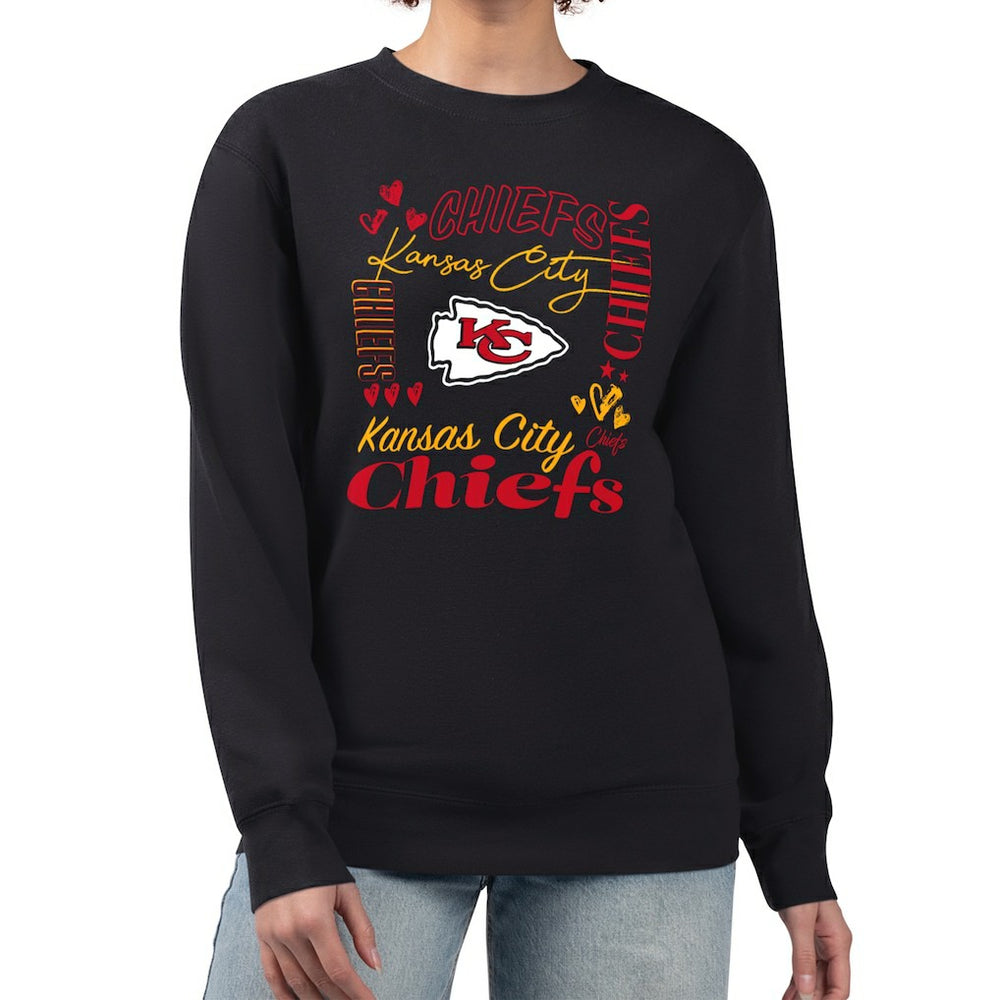 Kansas City Chiefs G-III 4Her by Carl Banks Women's Collage Graphic Fleece Pullover Sweatshirt - Black cheap
