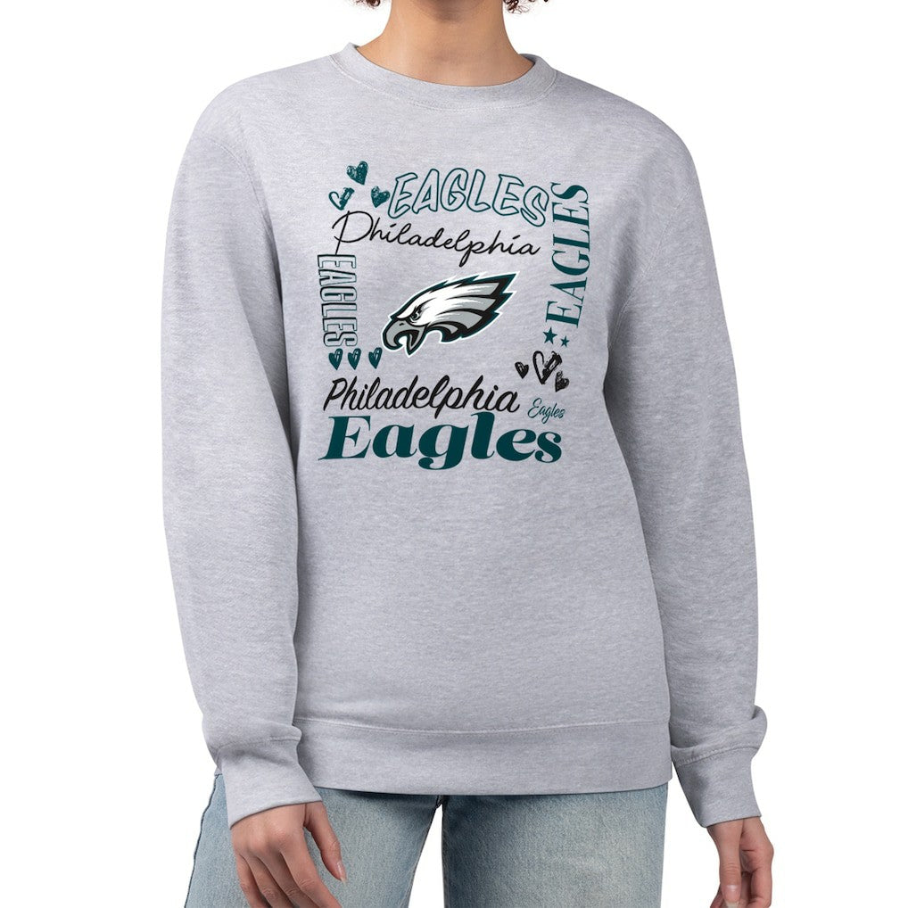 Philadelphia Eagles G-III 4Her by Carl Banks Women's Collage Graphic Fleece Pullover Sweatshirt - Heather Gray for sale