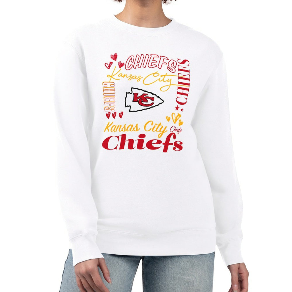 Kansas City Chiefs G-III 4Her by Carl Banks Women's Collage Graphic Fleece Pullover Sweatshirt - White discount