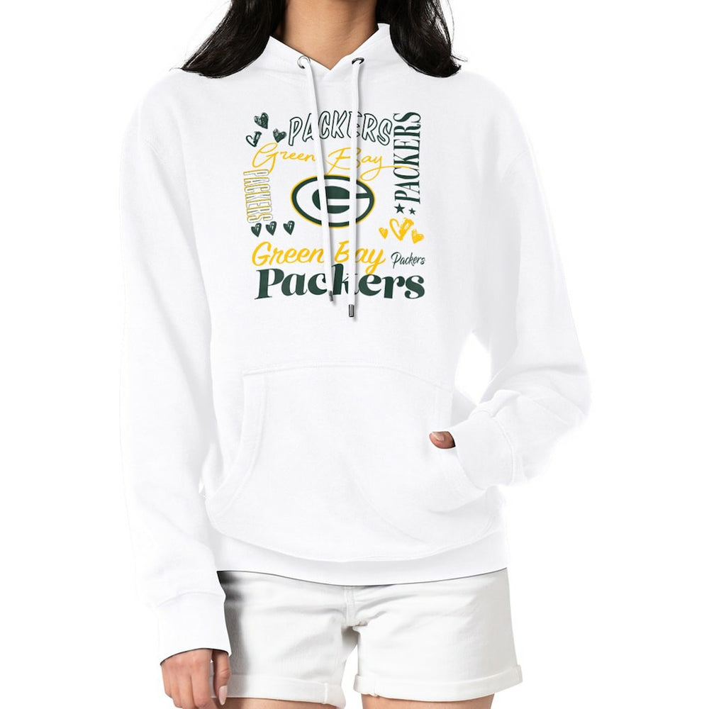 Green Bay Packers G-III 4Her by Carl Banks Women's Collage Graphic Fleece Pullover Hoodie - White sale