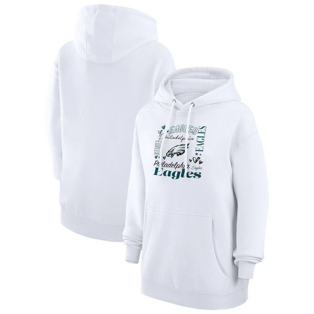 Philadelphia Eagles G-III 4Her by Carl Banks Women's Collage Graphic Fleece Pullover Hoodie - White discount