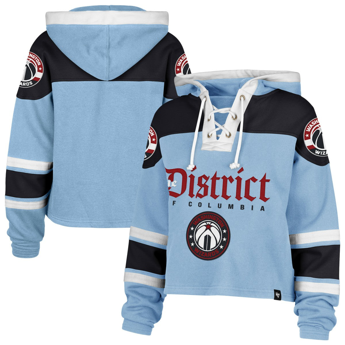 Washington Wizards '47 Women's 2024/25 City Edition Superior Cropped Lace-Up Pullover Hoodie - Light Blue cheap