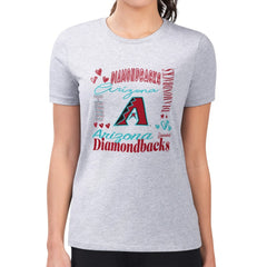 Arizona Diamondbacks G-III 4Her by Carl Banks Women's Super-Slim Fit Lightweight Collage Team Graphic Crew Neck T-Shirt Heather Gray