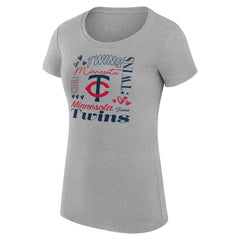 Minnesota Twins G-III 4Her by Carl Banks Women's Super-Slim Fit Lightweight Collage Team Graphic Crew Neck T-Shirt Heather Gray
