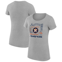Houston Astros G-III 4Her by Carl Banks Women's Super-Slim Fit Lightweight Collage Team Graphic Crew Neck T-Shirt Heather Gray