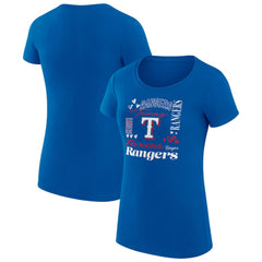 Texas Rangers G-III 4Her by Carl Banks Women's Super-Slim Fit Lightweight Collage Team Graphic Crew Neck T-Shirt Royal