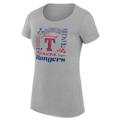 Texas Rangers G-III 4Her by Carl Banks Women's Super-Slim Fit Lightweight Collage Team Graphic Crew Neck T-Shirt Heather Gray