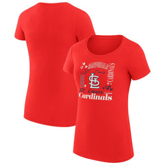 St. Louis Cardinals G-III 4Her by Carl Banks Women's Super-Slim Fit Lightweight Collage Team Graphic Crew Neck T-Shirt Red