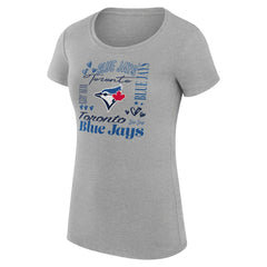 Toronto Blue Jays G-III 4Her by Carl Banks Women's Super-Slim Fit Lightweight Collage Team Graphic Crew Neck T-Shirt Heather Gray