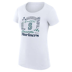 Seattle Mariners G-III 4Her by Carl Banks Women's Super-Slim Fit Lightweight Collage Team Graphic Crew Neck T-Shirt White