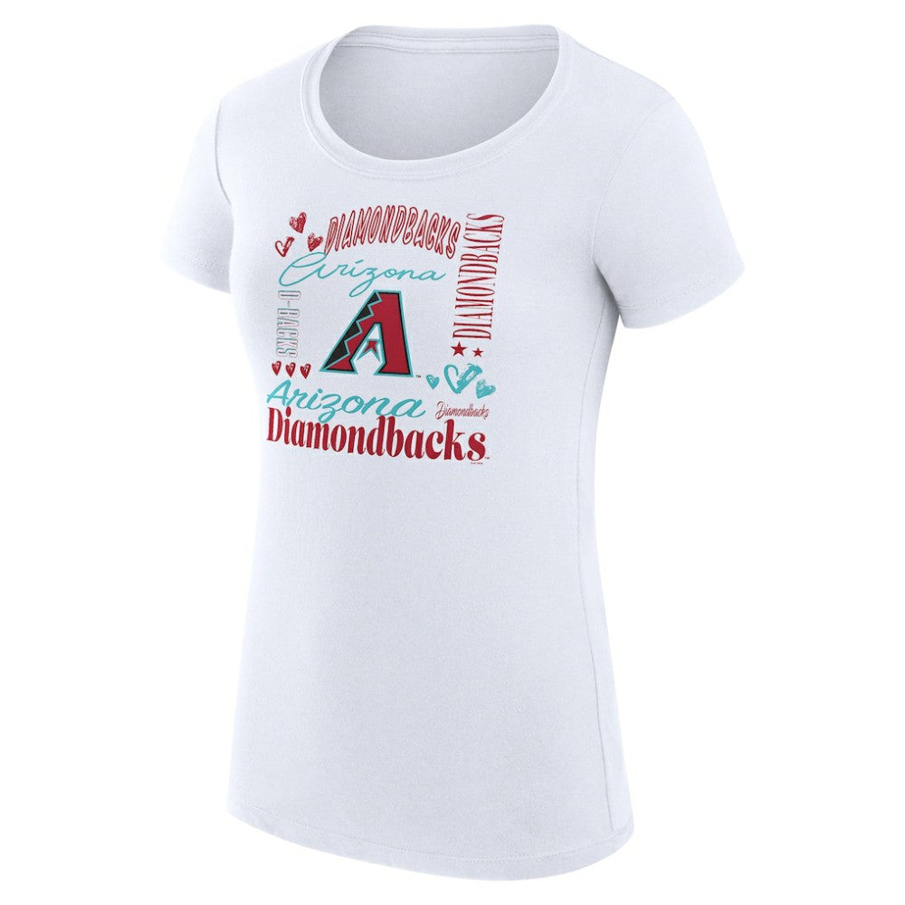 Arizona Diamondbacks G-III 4Her by Carl Banks Women's Super-Slim Fit Lightweight Collage Team Graphic Crew Neck T-Shirt White