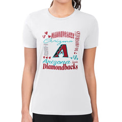 Arizona Diamondbacks G-III 4Her by Carl Banks Women's Super-Slim Fit Lightweight Collage Team Graphic Crew Neck T-Shirt White