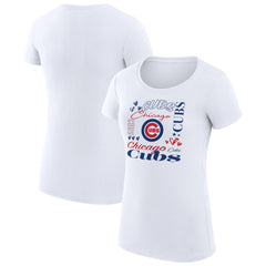Chicago Cubs G-III 4Her by Carl Banks Women's Super-Slim Fit Lightweight Collage Team Graphic Crew Neck T-Shirt White