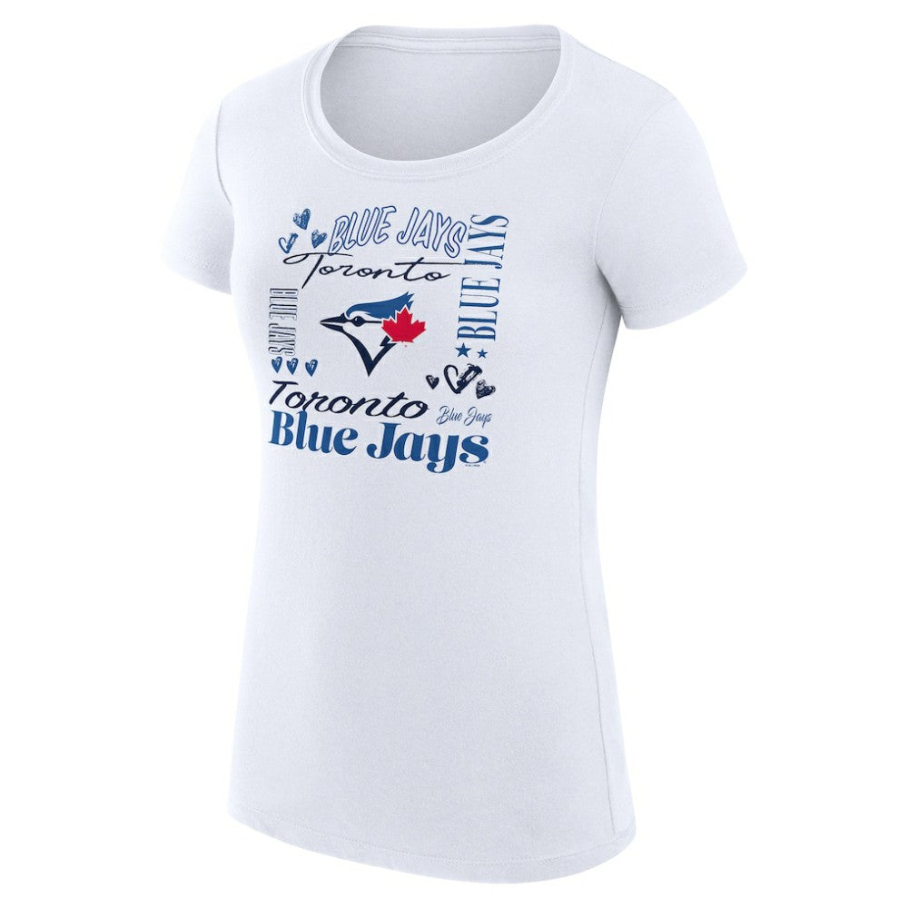 Toronto Blue Jays G-III 4Her by Carl Banks Women's Super-Slim Fit Lightweight Collage Team Graphic Crew Neck T-Shirt White