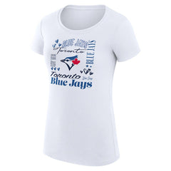 Toronto Blue Jays G-III 4Her by Carl Banks Women's Super-Slim Fit Lightweight Collage Team Graphic Crew Neck T-Shirt White