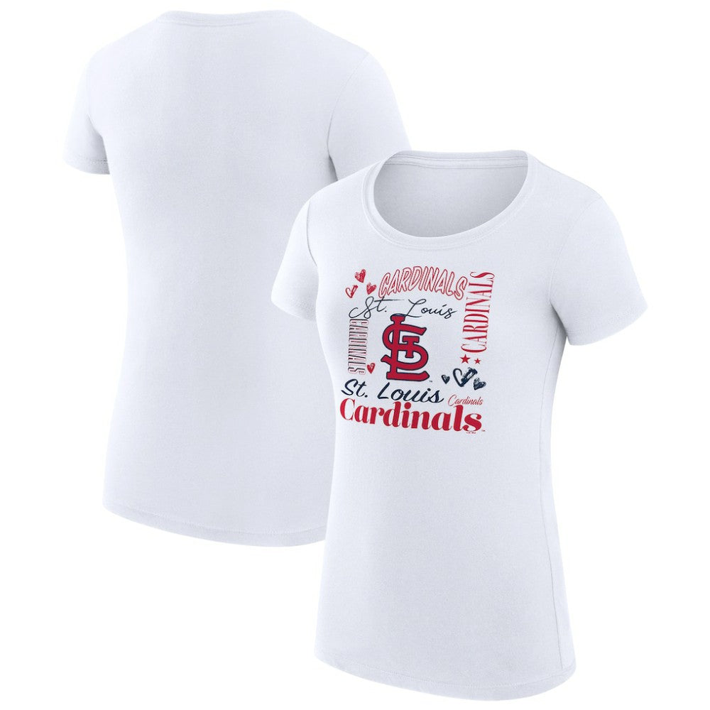 St. Louis Cardinals G-III 4Her by Carl Banks Women's Super-Slim Fit Lightweight Collage Team Graphic Crew Neck T-Shirt White