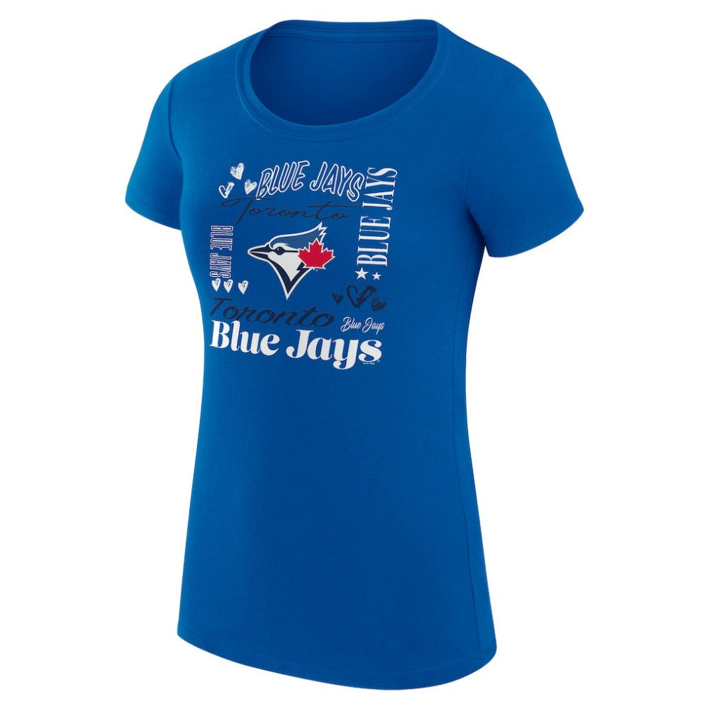 Toronto Blue Jays G-III 4Her by Carl Banks Women's Super-Slim Fit Lightweight Collage Team Graphic Crew Neck T-Shirt Royal