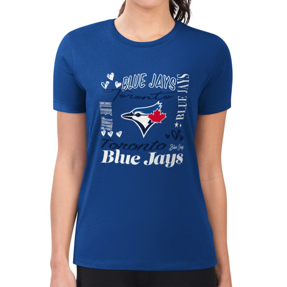 Toronto Blue Jays G-III 4Her by Carl Banks Women's Super-Slim Fit Lightweight Collage Team Graphic Crew Neck T-Shirt Royal