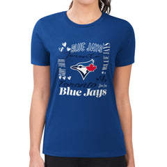 Toronto Blue Jays G-III 4Her by Carl Banks Women's Super-Slim Fit Lightweight Collage Team Graphic Crew Neck T-Shirt Royal