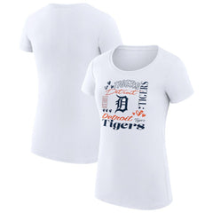 Detroit Tigers G-III 4Her by Carl Banks Women's Super-Slim Fit Lightweight Collage Team Graphic Crew Neck T-Shirt White