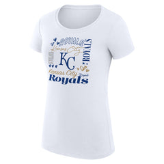 Kansas City Royals G-III 4Her by Carl Banks Women's Super-Slim Fit Lightweight Collage Team Graphic Crew Neck T-Shirt White