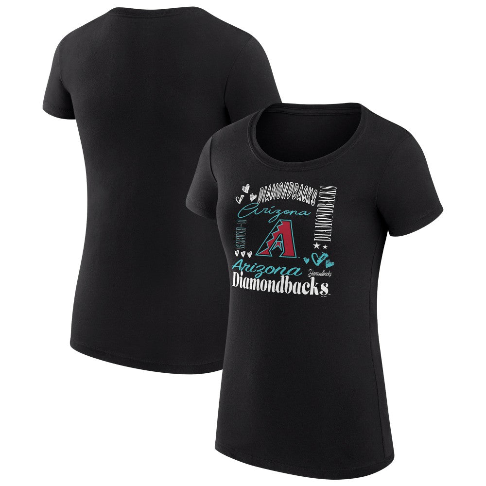 Arizona Diamondbacks G-III 4Her by Carl Banks Women's Super-Slim Fit Lightweight Collage Team Graphic Crew Neck T-Shirt Black