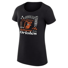 Baltimore Orioles G-III 4Her by Carl Banks Women's Super-Slim Fit Lightweight Collage Team Graphic Crew Neck T-Shirt Black