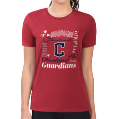 Cleveland Guardians G-III 4Her by Carl Banks Women's Super-Slim Fit Lightweight Collage Team Graphic Crew Neck T-Shirt Red