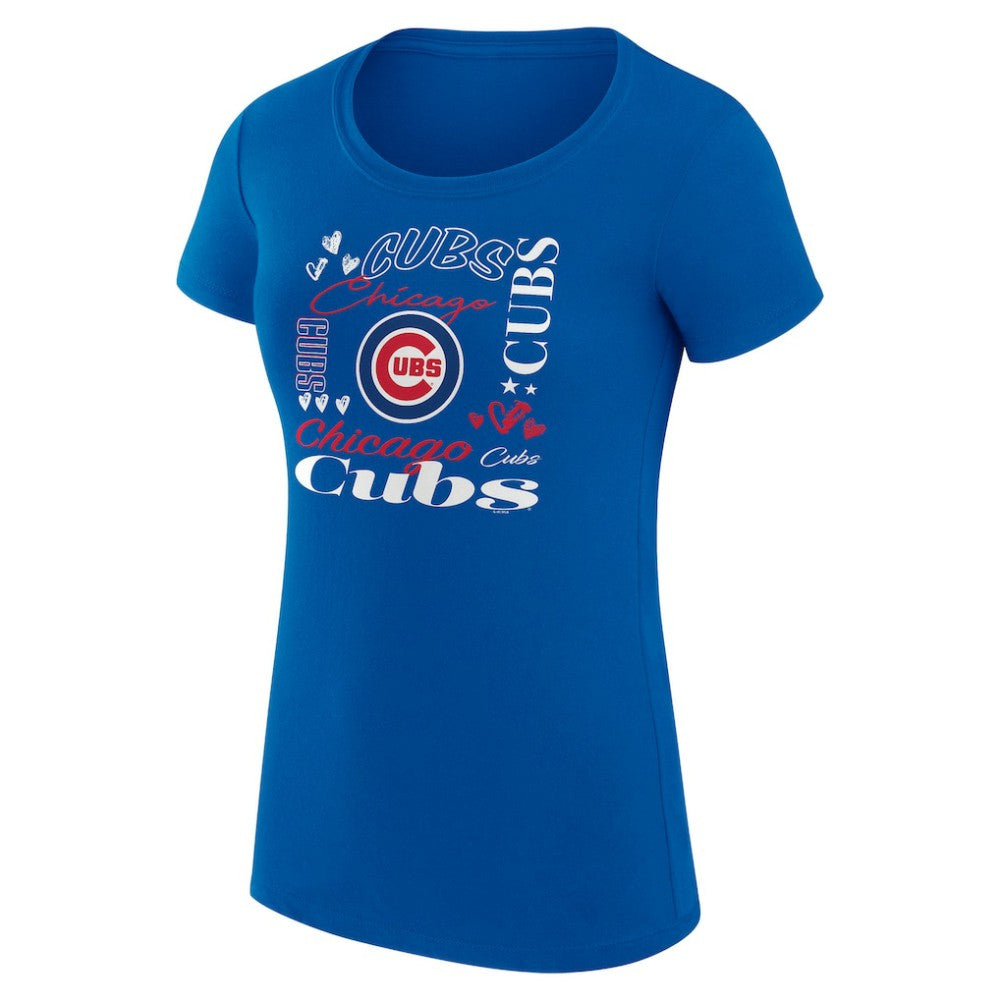 Chicago Cubs G-III 4Her by Carl Banks Women's Super-Slim Fit Lightweight Collage Team Graphic Crew Neck T-Shirt Royal