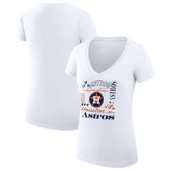 Houston Astros G-III 4Her by Carl Banks Women's Super-Slim Fit Lightweight Collage Team Graphic V-Neck T-Shirt White