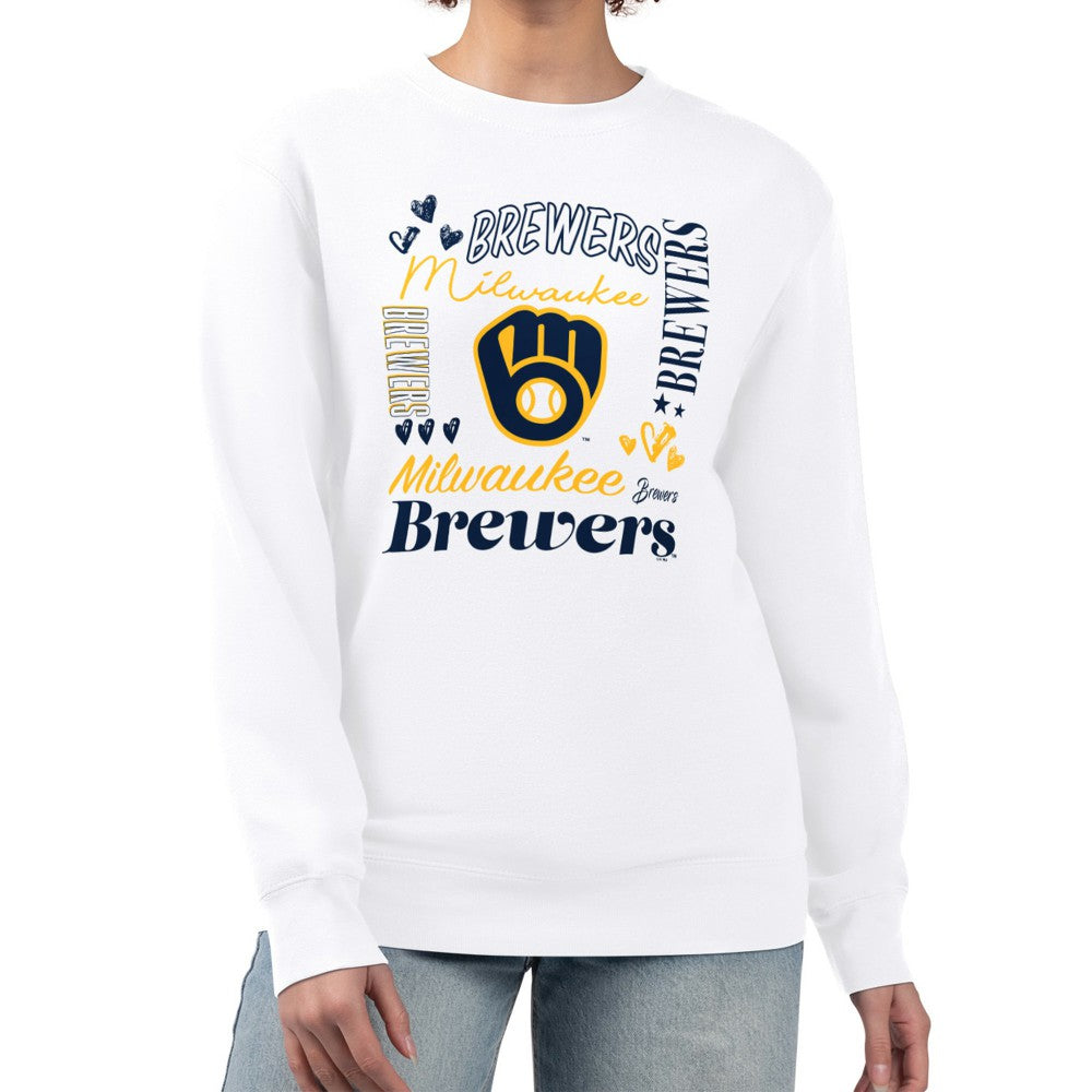 Milwaukee Brewers G-III 4Her by Carl Banks Women's Collage Team Graphic Fleece Pullover Hoodie White